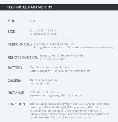 L900 Pro SE MAX GPS Drone 4K Professional Dual HD Camera