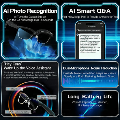 New 4K Ultra HD Color Change BT Call Smart Glasses AI Chat