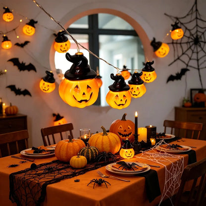 59.06in Halloween Pumpkin Fairy Lights Warm White 10LED Festival String Lights
