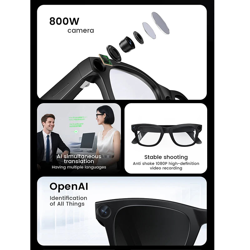 Smart Glasses HD Photo Video OpenAI Record Translation