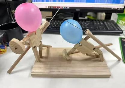 Balloon Bamboo Man Battle Handmade Wooden Fencing Puppet