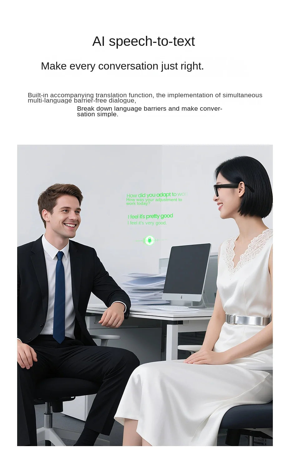 Smart Glasses AR AI Translation 4K Camera Bluetooth Call Touch Control