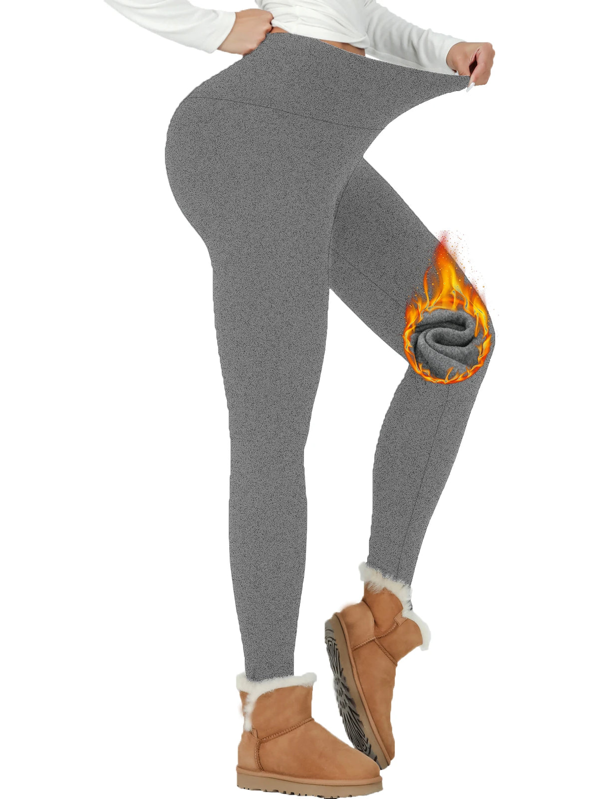 Womens Thermal Fleece Lined High Waisted Leggings