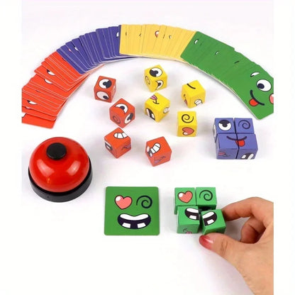 Kids Face Change Cube Game Montessori Expression Puzzle