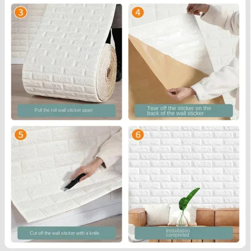 3D Self-Adhesive Wallpaper 70cm*1/5/10m Continuous Waterproof