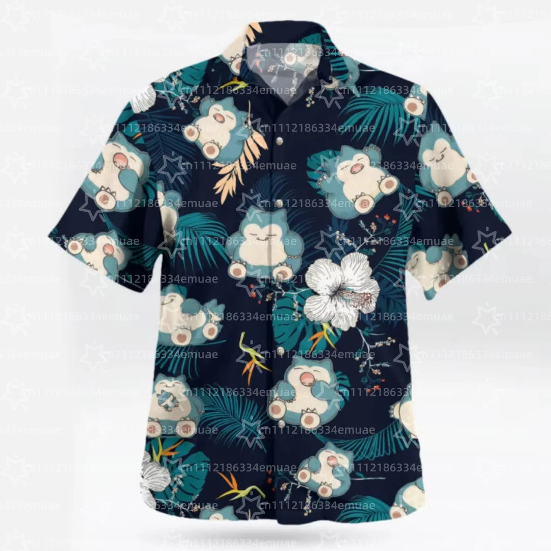 SUMMER New Snorlax Hawaiian Shirt Tropical Anime Aloha Shirt