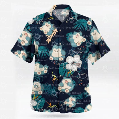 SUMMER New Snorlax Hawaiian Shirt Tropical Anime Aloha Shirt