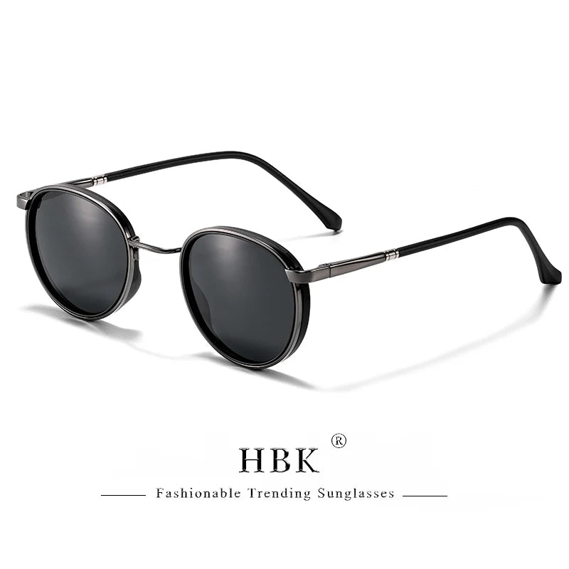 HBK TRetro Punk Men's Polarized Sunglasses Round Design