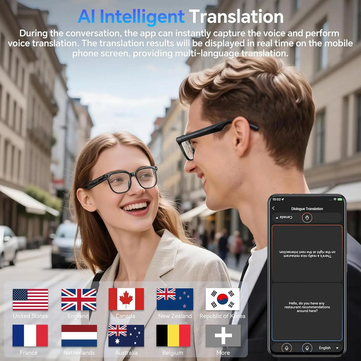 New Smart AI Glasses 1080P HD Video Record Camera ChatGPT
