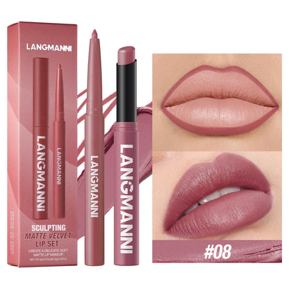 Integrated waterproof lipliner lipstick set