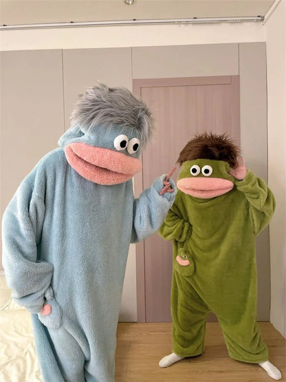 Cartoon Pajamas Autumn Winter Couple Set Wacky Bodysuit
