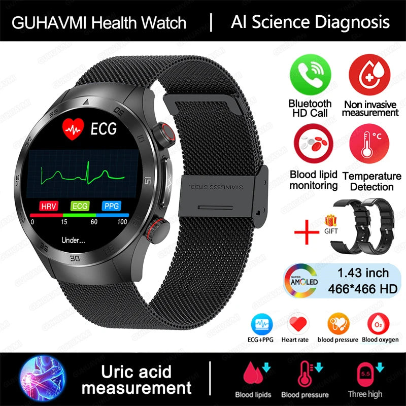2025New Laser Therapy ECG+PPG Smartwatch For Men Women