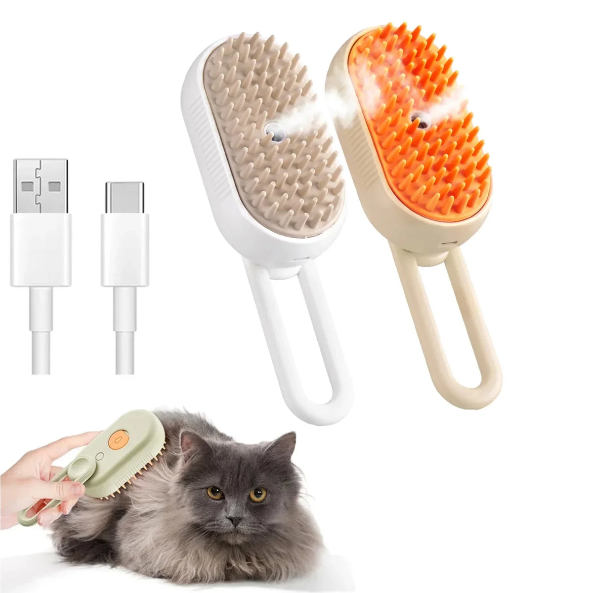 Steam Pet Brush 3-in-1 Massage Dog Steamy Brush