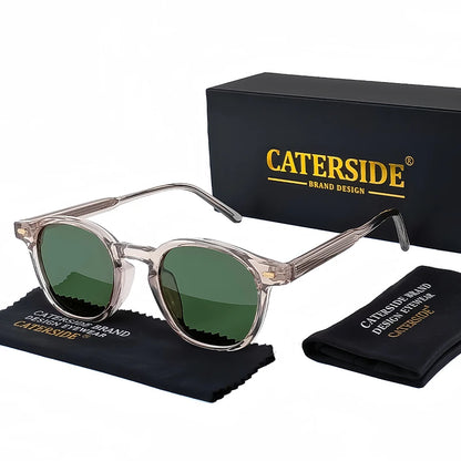 Caterside Polarized Round Sunglasses Men TR Frame