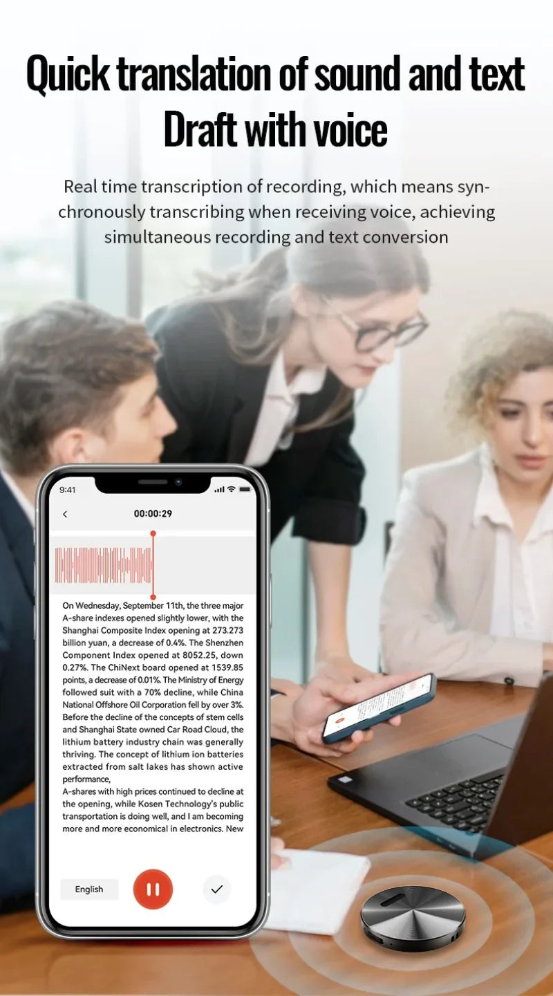8-128GB Magnetic AI Voice Recorder ChatGPT Intelligent Translation