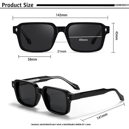 Vintage Men's Square Sunglasses Brand Design Temple