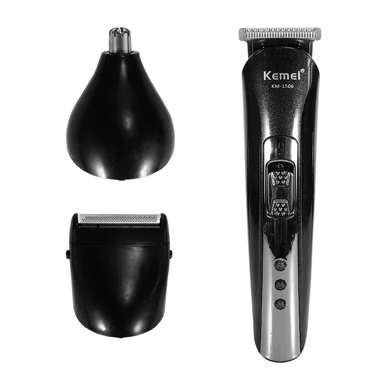 Kemei KM-1506 3 in 1 Electric Hair Clipper USB Charging Shaver