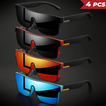 4PCS Classic Colorful Square Sports Sunglasses