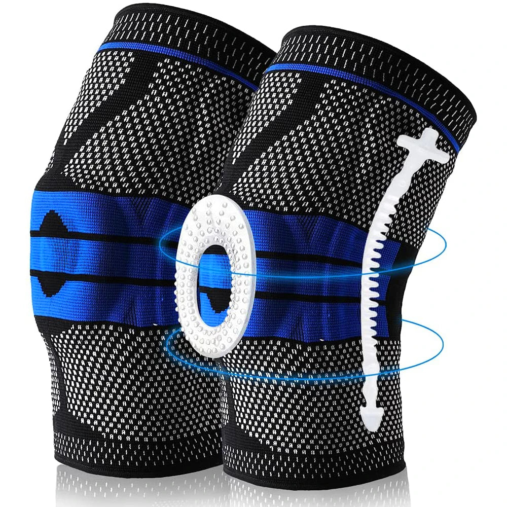 Silicone Padded Knee Pads Supports Brace Basketball Fitness