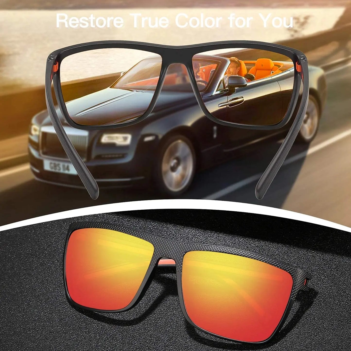Polarized Sunglasses for Men Shades Lightweight TR90 Frame