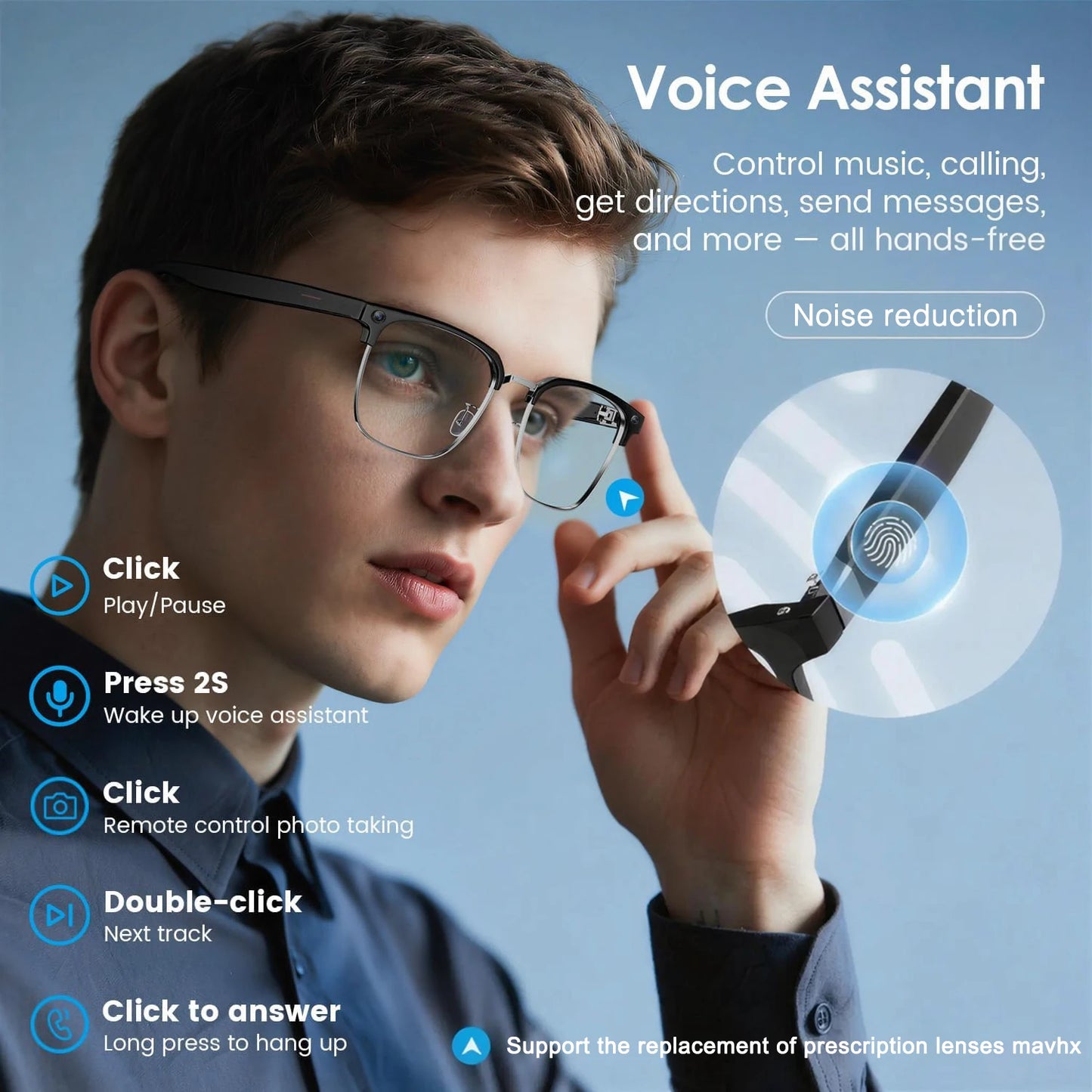 800W Pixel Camera Smart Glasses Men Video Recording AI Photo