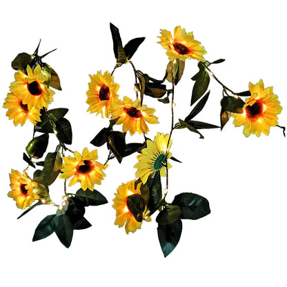 Solar Powered Sunflower Rose String Lights Artificial