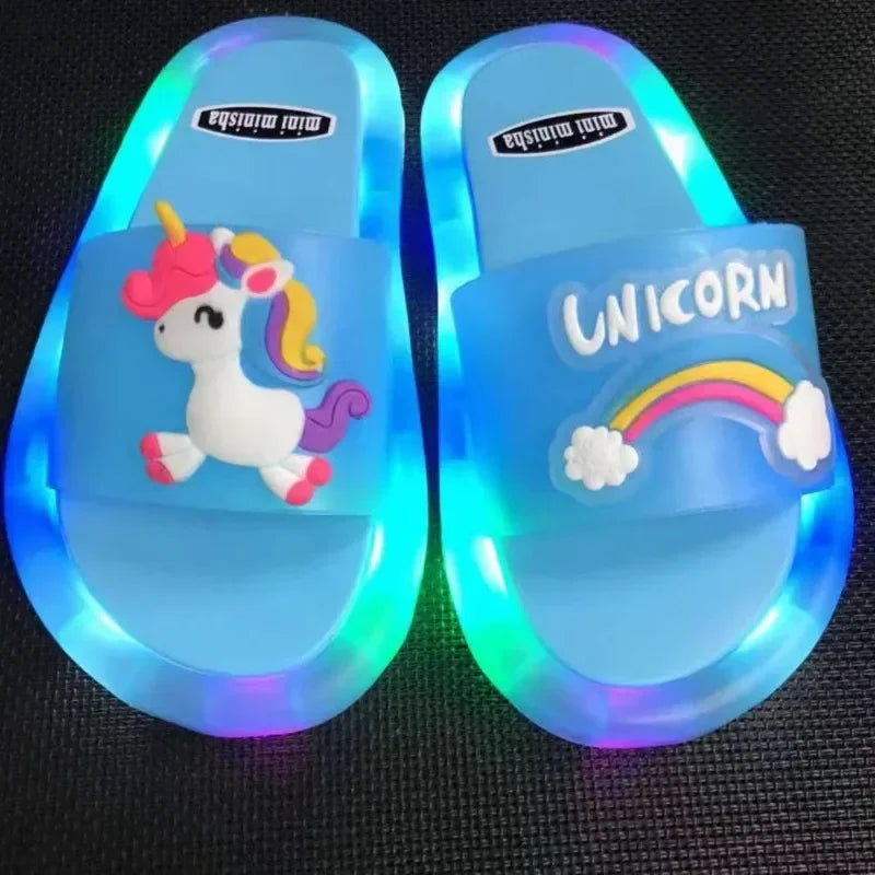 Luminous Children's Slippers Unicorn Crystal Shoes