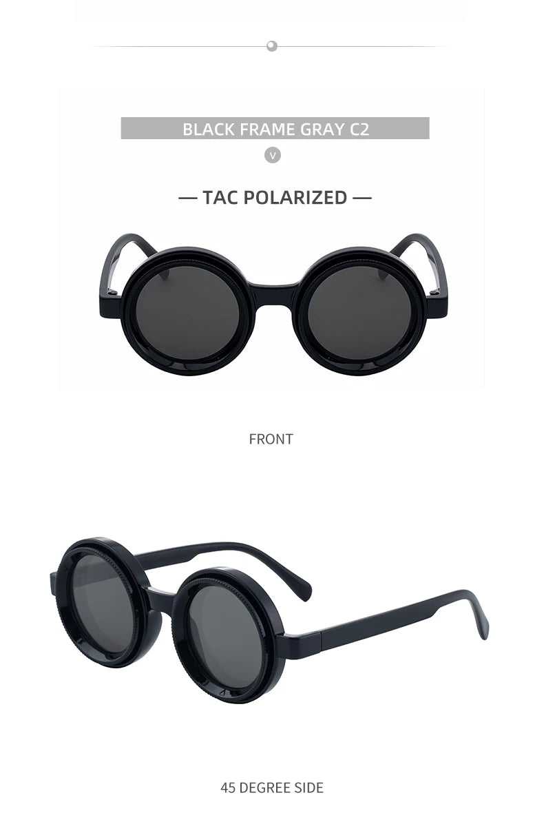 Polarized Small Frame Round Steampunk ND9 Adjustable