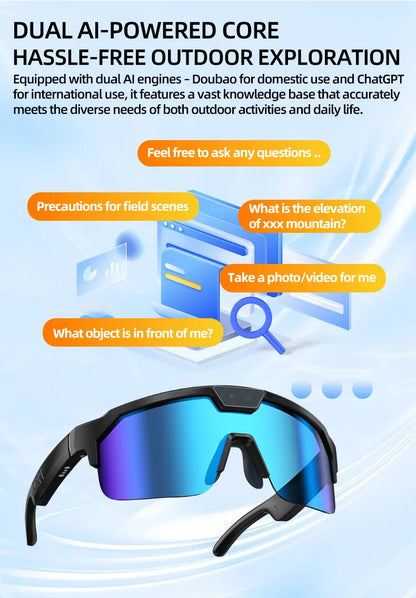 New AI Smart Sports Glasses with 1200P Camera