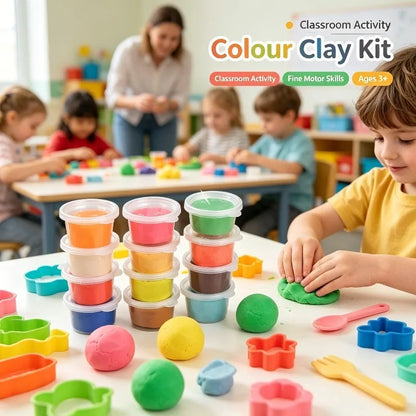 12 Colors Kids Playdough Set Clear Cup Safe Clay Dough