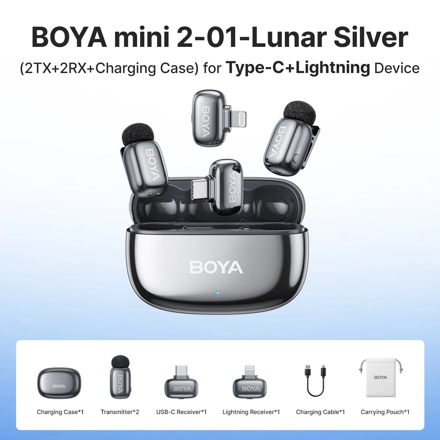 BOYA Mini 2 Wireless Lavalier Microphone AI Noise Reduction