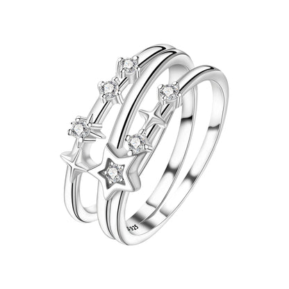 925 Sterling Silver Three-Ring Stackable Ring for Women