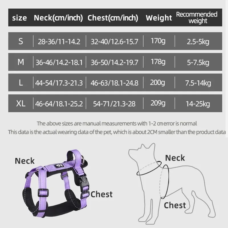New Pet Harness Reflective With Handle Easy Control