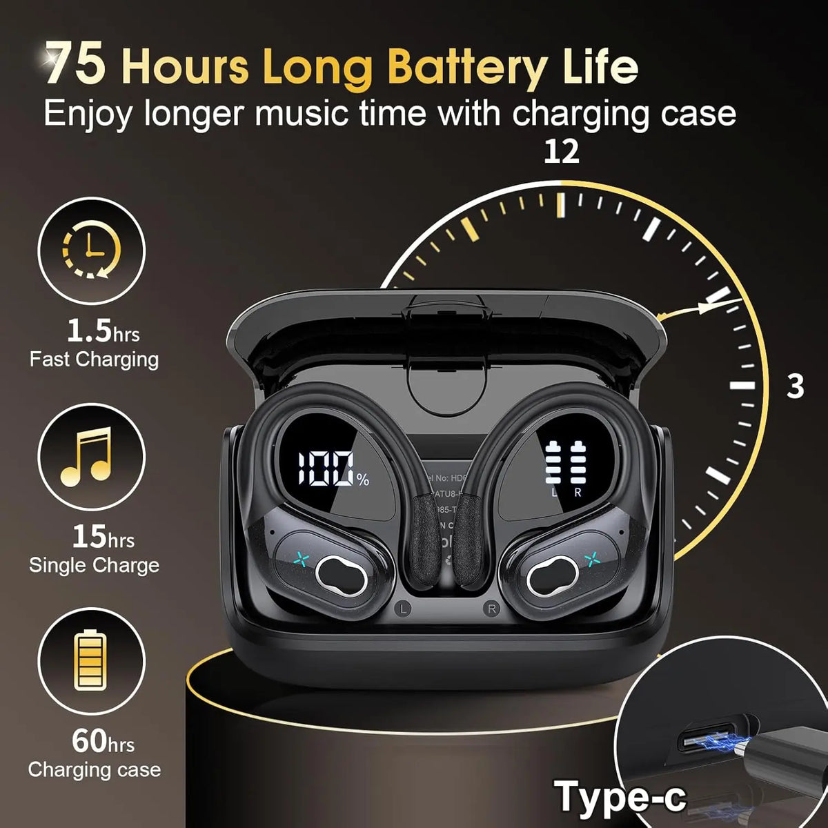 Original GDLYL HD65 TWS Bluetooth V5.4 Headphones Wireless