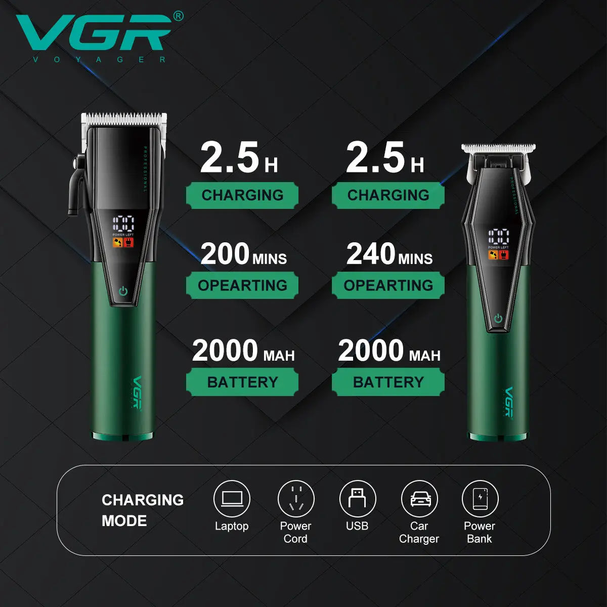 VGR 677 Hair Trimmer Professional Hair Clipper Set