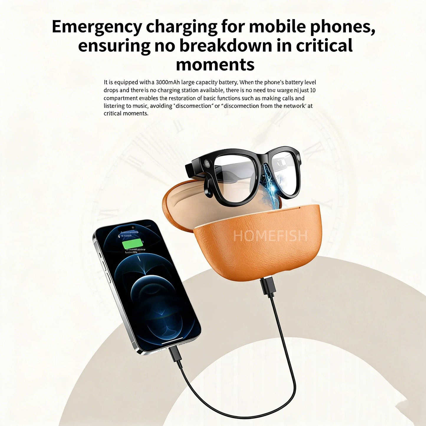 HOMEFISH M02 AI Smart Glasses with 4K Camera Bluetooth