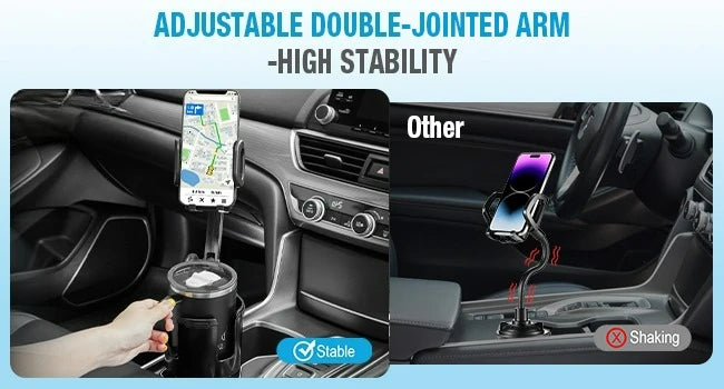 2-in-1 Cup Holder Phone Mount – 360° Rotatable Long Arm Expander