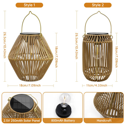 Solar Lantern Hanging Woven Lantern Boho Lamp Lights