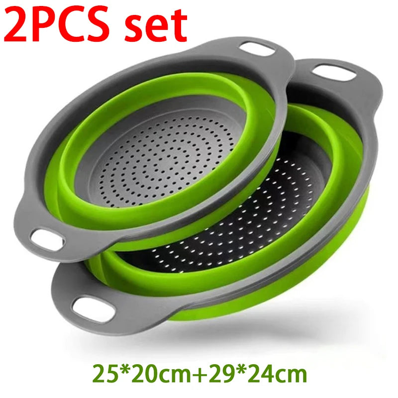 Silicone Folding Drainer Basket Portable Kitchen Strainer