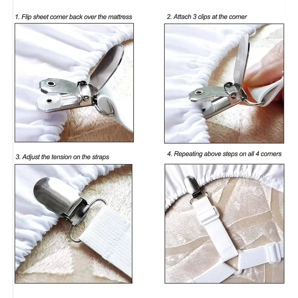 Bed Sheet Fasteners Adjustable Elastic Straps Mattress