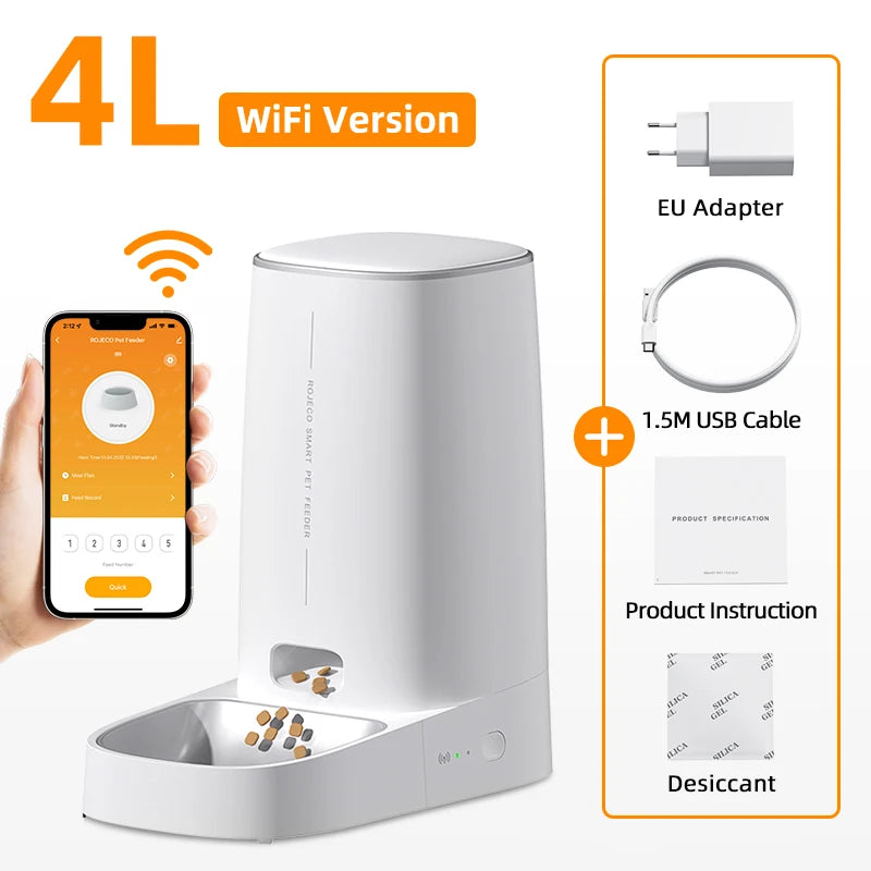 Automatic Cat Feeder Pet Smart WiFi Cat Food Kibble Dispenser