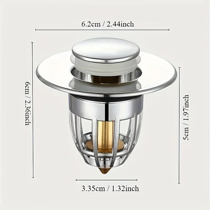 Rebound drain plug filter basin pop-up chrome sink