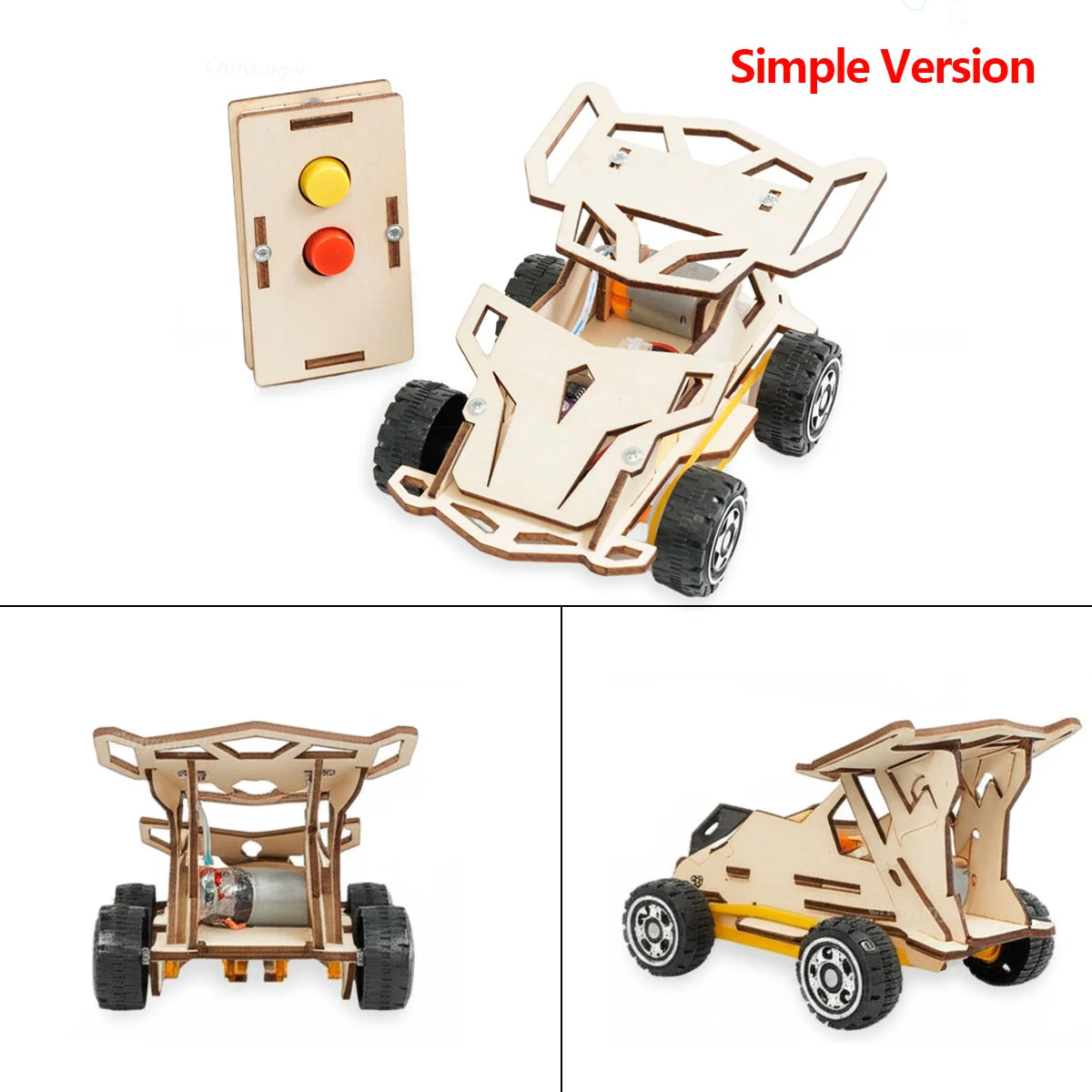 DIY Wooden Remote Control Car Mini Four-Wheel Drive
