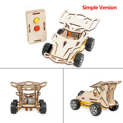 DIY Wooden Remote Control Car Mini Four-Wheel Drive