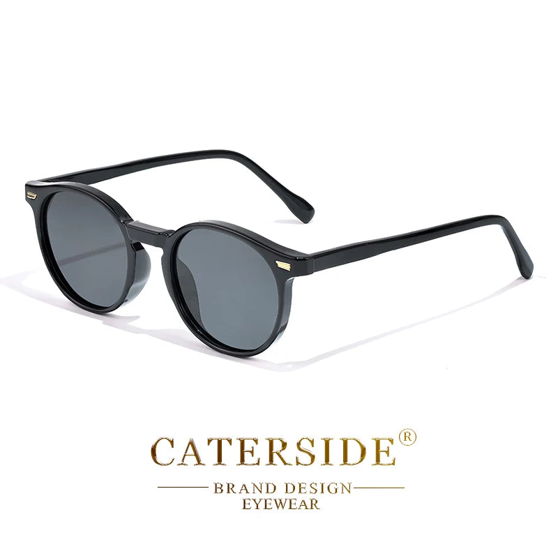 Retro Polarized Round Sunglasses Men TR90 / Acetate Vintage