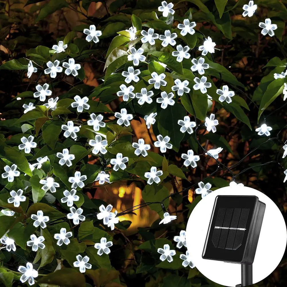 Outdoor Solar Led String Lights Cherry Flowers  Light Strings