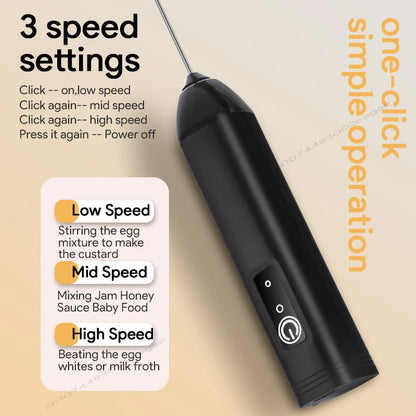 HOT  Electric Milk Frother + Egg Beater Wireless Type-C Charging