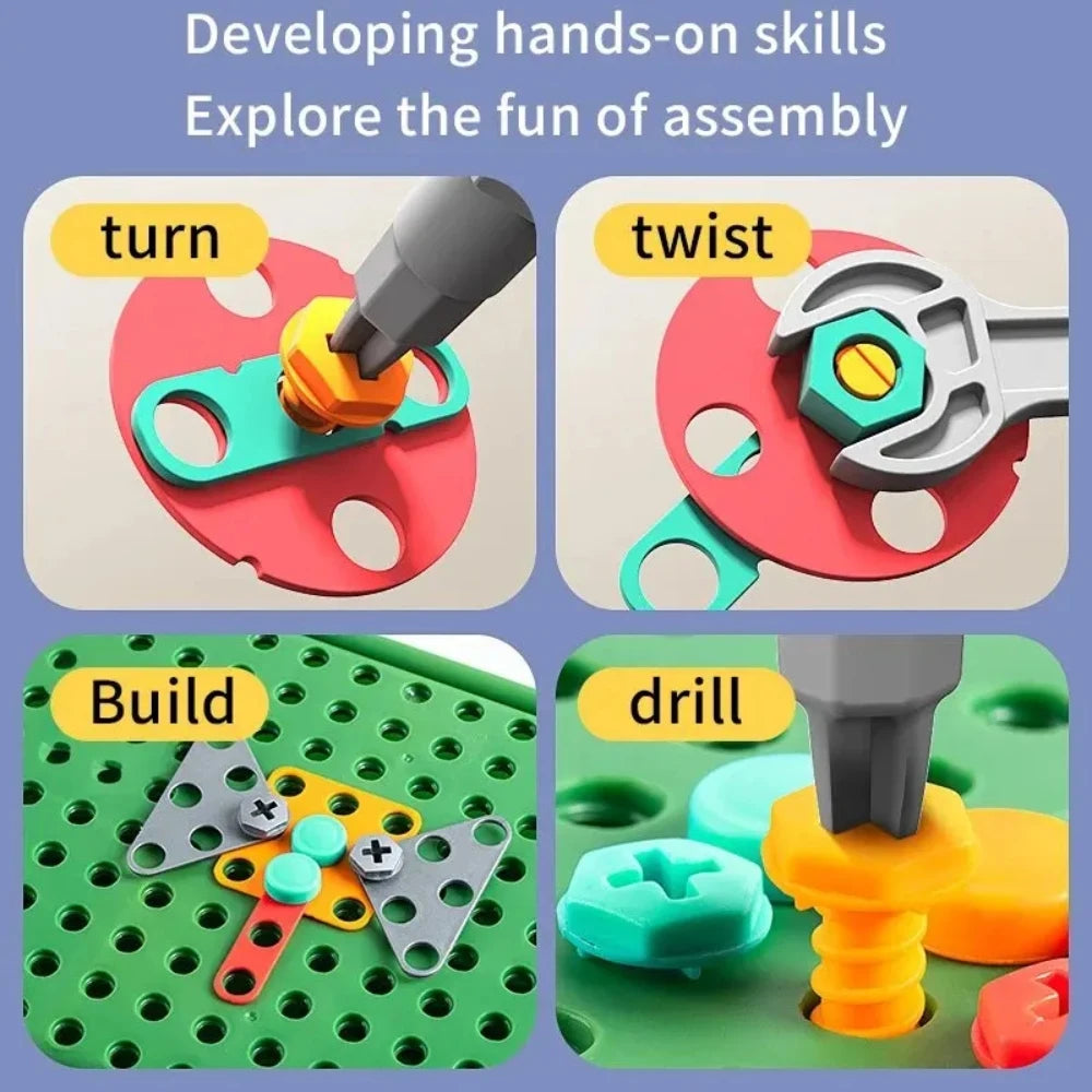 Kids STEM Drill Set Creative Mosaic Puzzle Building Blocks