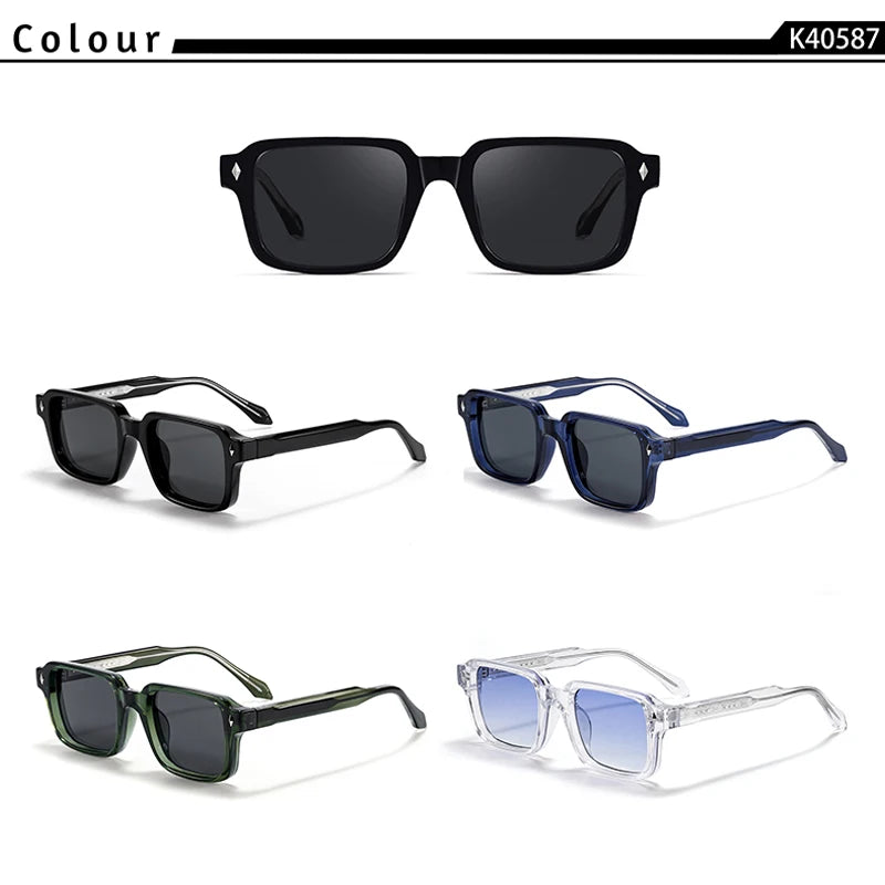 Vintage Men's Square Sunglasses Brand Design Temple