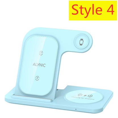 3 in 1 Wireless Charger Stand Pad Foldable Fast Charging